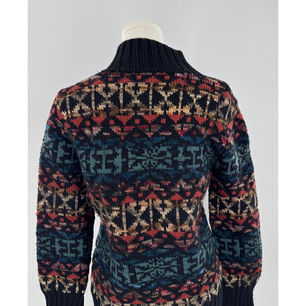 Peruvian Connection 100% Wool Black Multi Sweater… - image 3